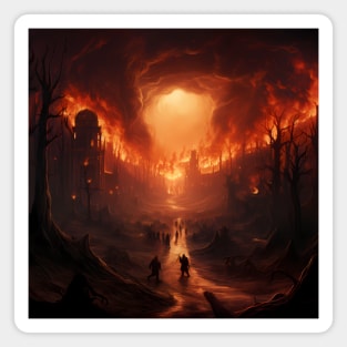 Landscape Of Big Fire In Fantasy World Magnet